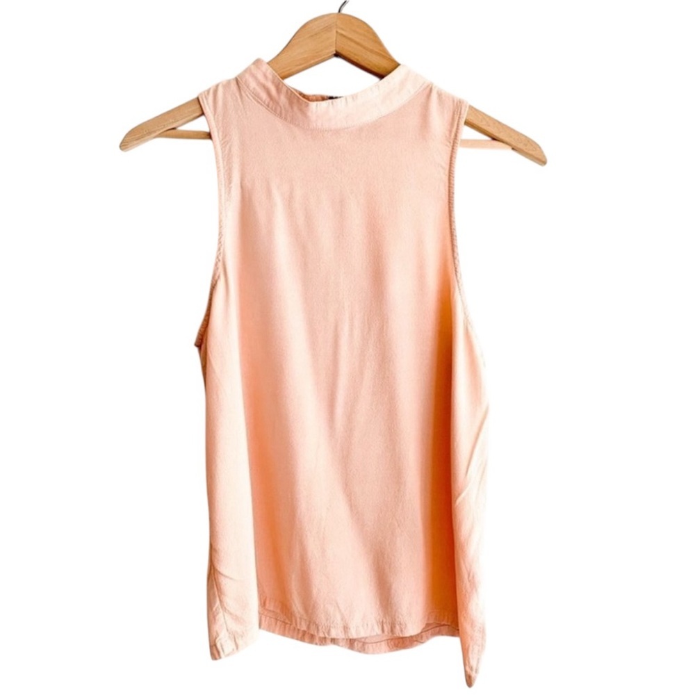 Revolve MINK PINK Women’s Mock Neck Tank Top Blouse Crepe Half Zip Pink Size M